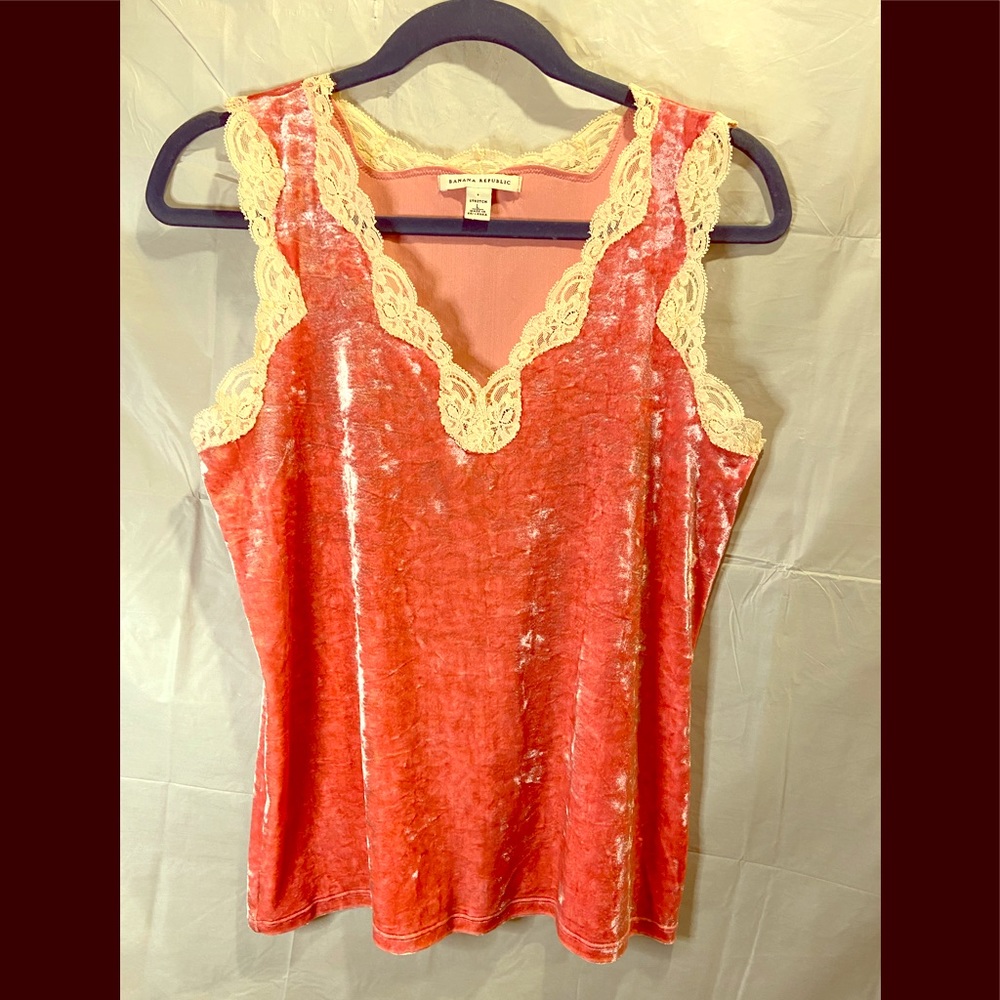 Banana Republic Pink Velvet Velour Lace Tank Cami